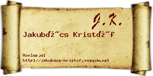 Jakubács Kristóf névjegykártya